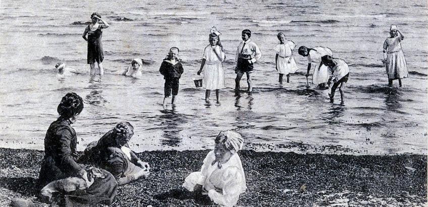 Postkort fra Faxe Ladeplads, ca. 1910. ""