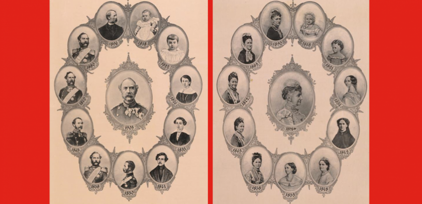 Portrætikoner af Christian IX og dronning Louise i forskellige aldre Christian IX og dronning Louise