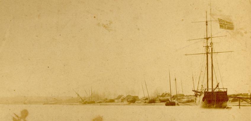 Strandede skibe efter stornflod, 1872